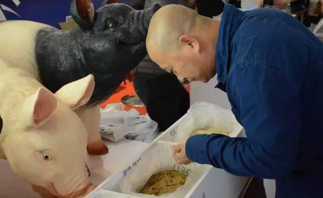 广东养猪博览会正在进行,一向艳阳高照的广州也顶不住寒冷的侵袭,今天更是史无前例地达到6C,这恐怕是至今最冷的气温吧,参加展会的美女们都顾不上美丽,纷纷穿上秋裤的有木有? 但是寒冷的空气挡不住参会养猪行业的热情,尤其是芭牧展台还是一如既往地熙熙攘攘。 这几个美女好不容易挤到到跟前,一探究竟。这几只小猪委实可爱。 连小朋友也过来合影留念,这几只大猪更是栩栩如生。 这几位帅哥一定是中了大奖,笑得这么开心,仿佛春天来了一样。 你看这情形,一定是彻底沦陷了。 养猪人其实最关心的还是饲料,你看这位老板,